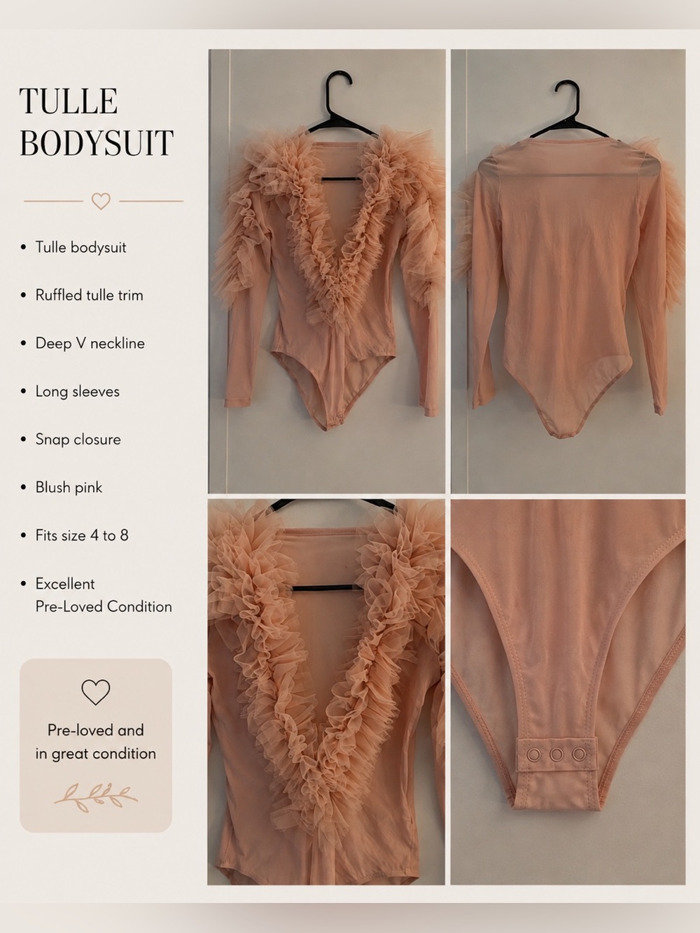 Blush Pink Tulle Ruffled Bodysuit - Women Intimates & Sleepwear